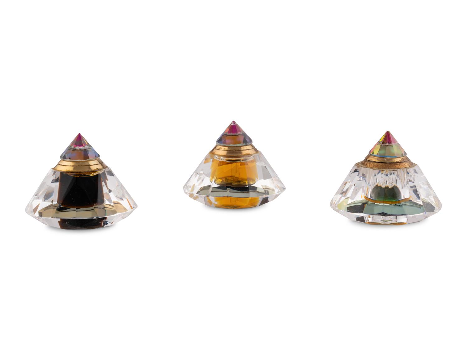 Three Czech Cut Glass Perfume Bottles