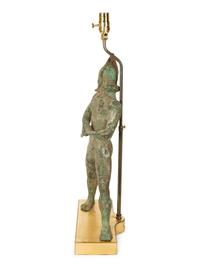 A Greco-Roman Style Patinated Bronze Figure Mounted as a Lamp — 20TH CENTURY