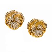 Mish, Diamond, Cultured Pearl, and Yellow Gold Convertible Flower Earrings