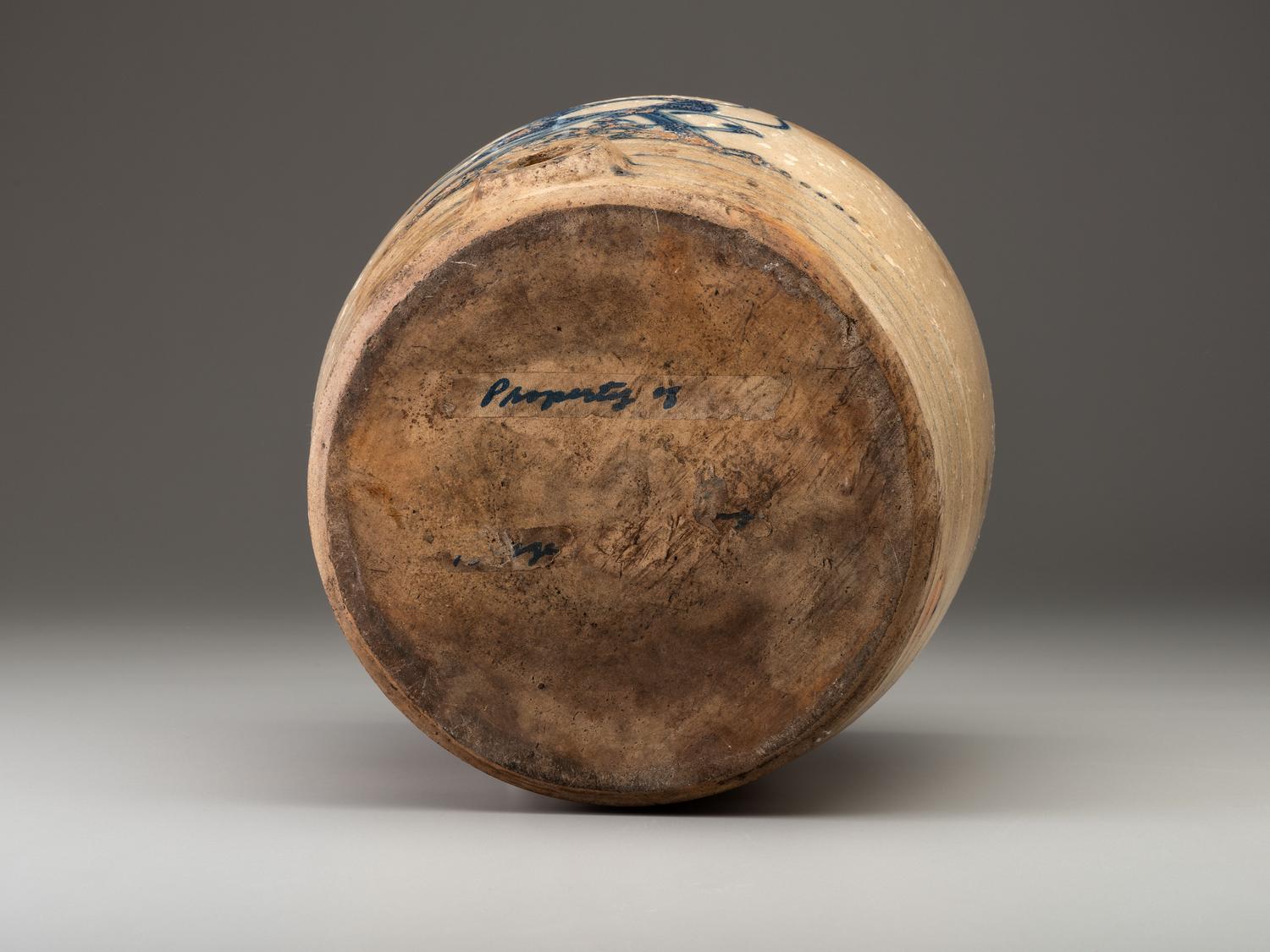 A Maxstun, Ottman & Co. Cobalt Decorated Six-Gallon Stoneware Cooler