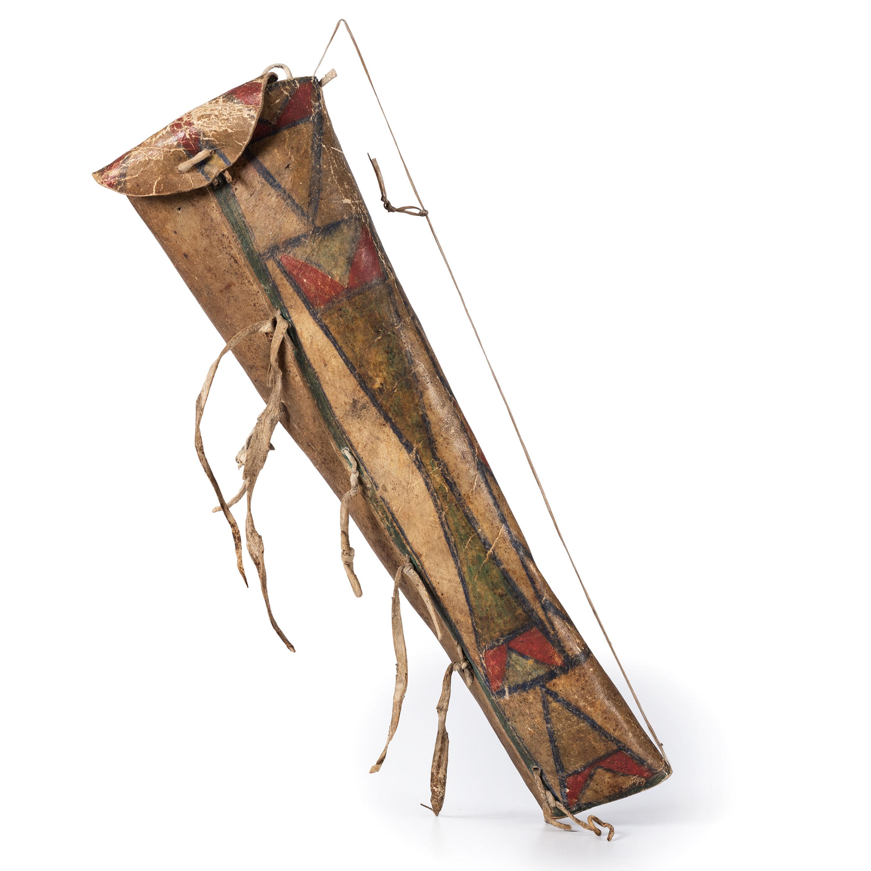 Apsáalooke (Crow) Painted Parfleche Cylindrical Case