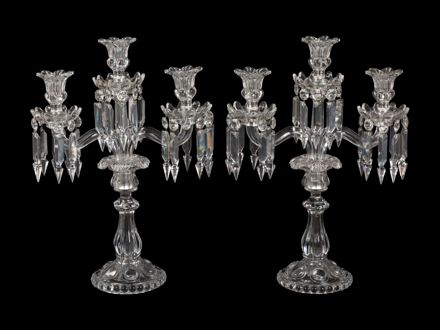 A Pair of Baccarat Molded Glass Candelabra
