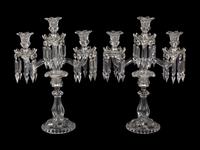A Pair of Baccarat Molded Glass Candelabra