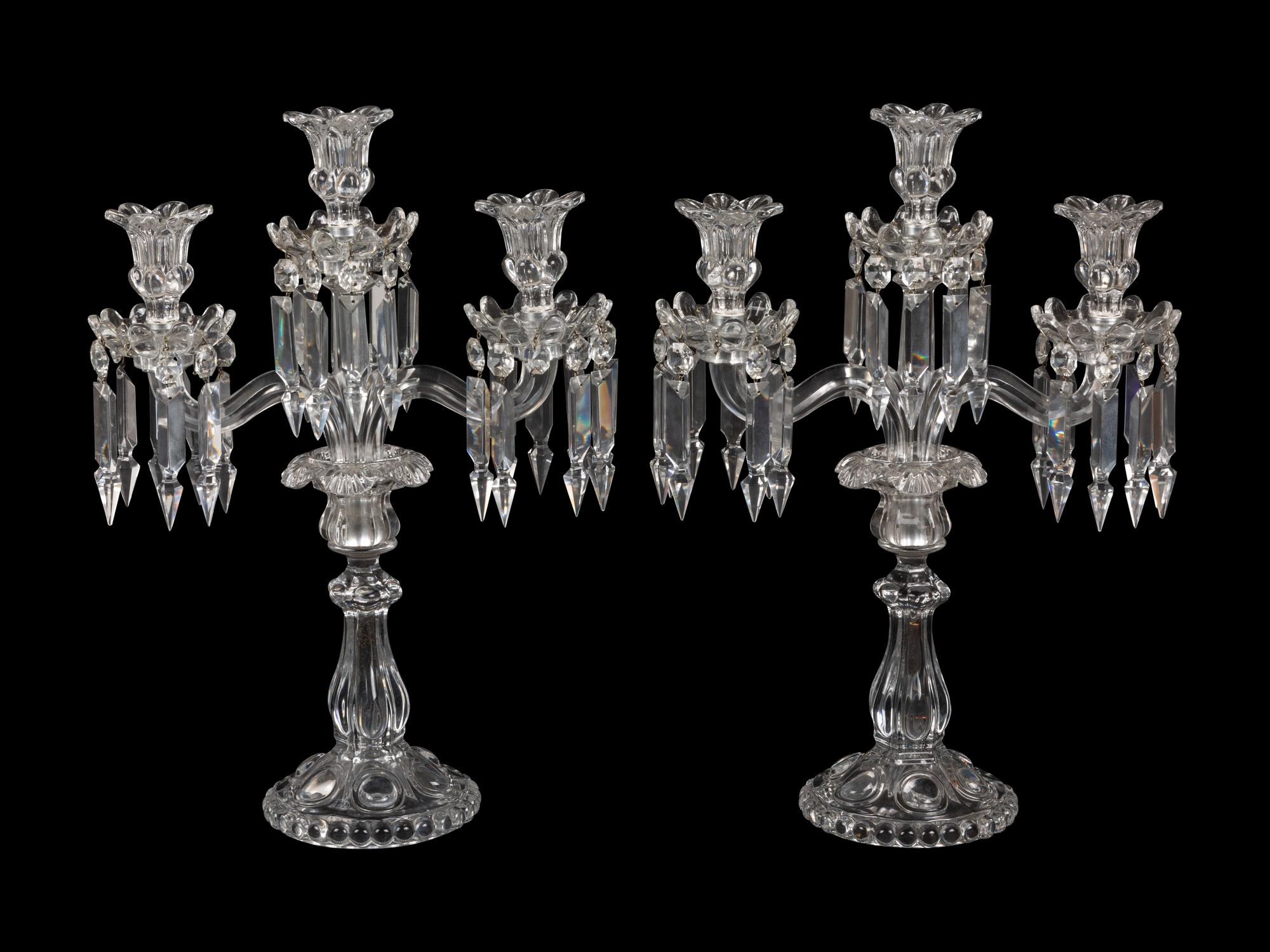 A Pair of Baccarat Molded Glass Candelabra