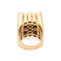 MODERNIST, YELLOW GOLD AND SYNTHETIC EMERALD RING