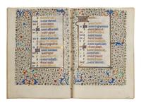 CIRCLE OF THE MASTER OF JEAN ROLIN II (active Paris, c. 1445–1465) A single quire of twelve leaves from a Book of Hours, calendar, in French, illuminated manuscript on parchment [France, Paris, c. 1450]
