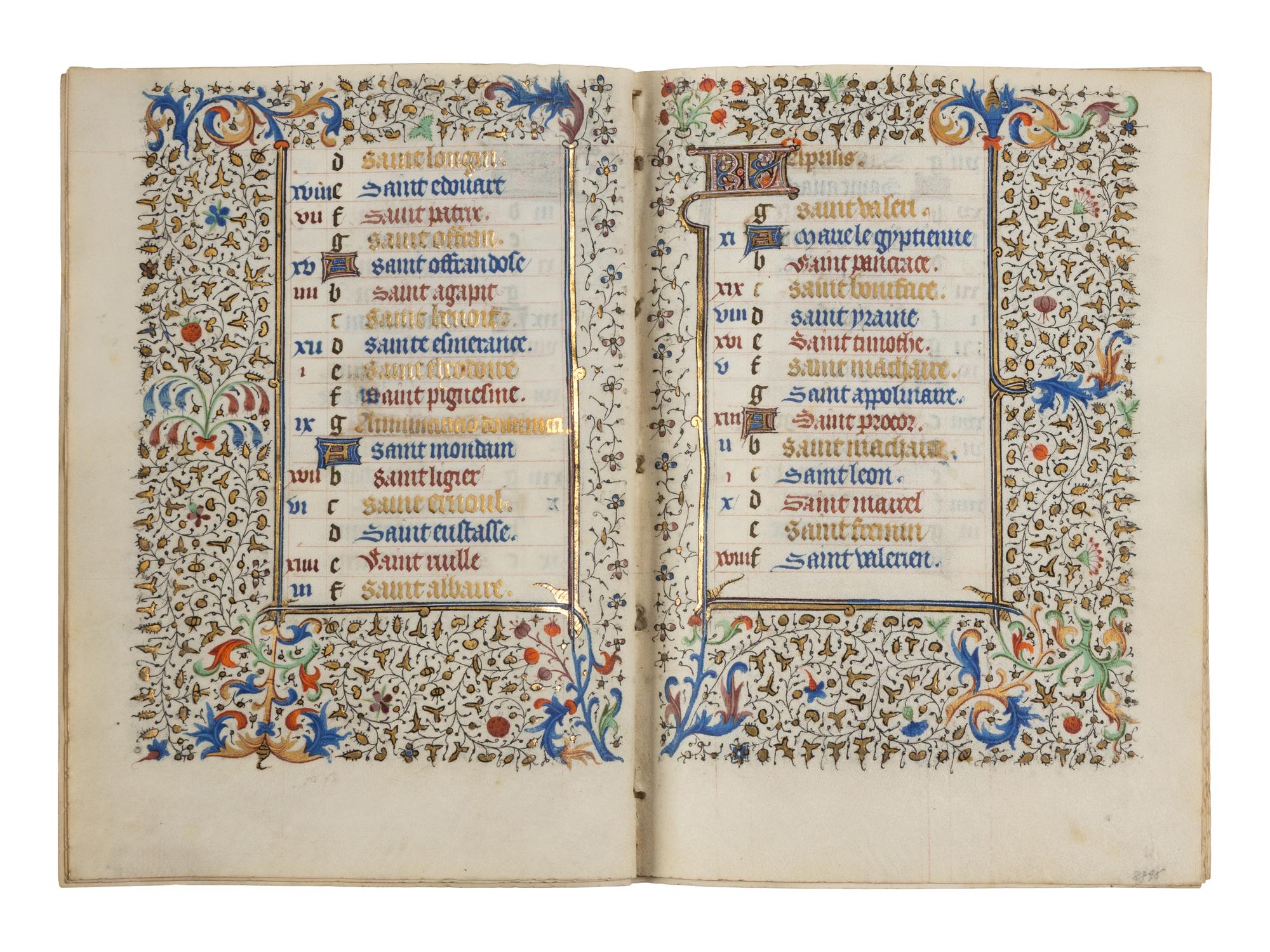 CIRCLE OF THE MASTER OF JEAN ROLIN II (active Paris, c. 1445–1465) A single quire of twelve leaves from a Book of Hours, calendar, in French, illuminated manuscript on parchment [France, Paris, c. 1450]