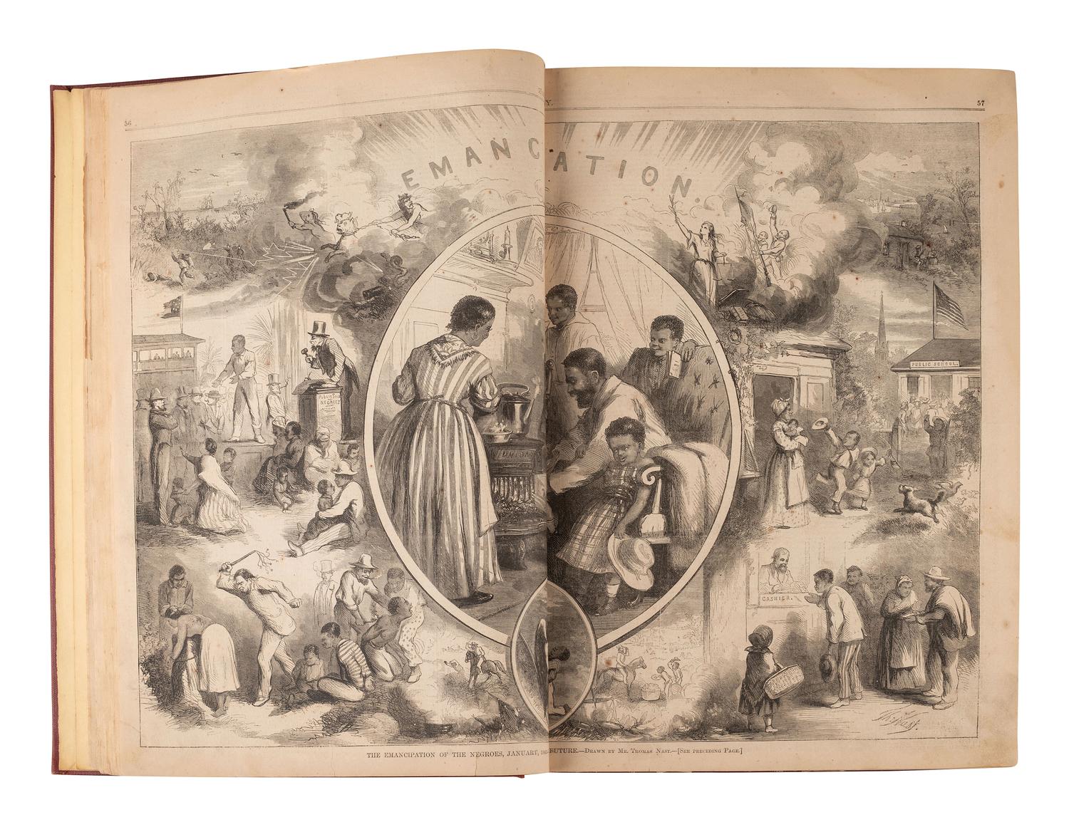 [CIVIL WAR]. Harper's Weekly . Bound volumes for 1862 and 1863. New York: Harper & Brothers.
