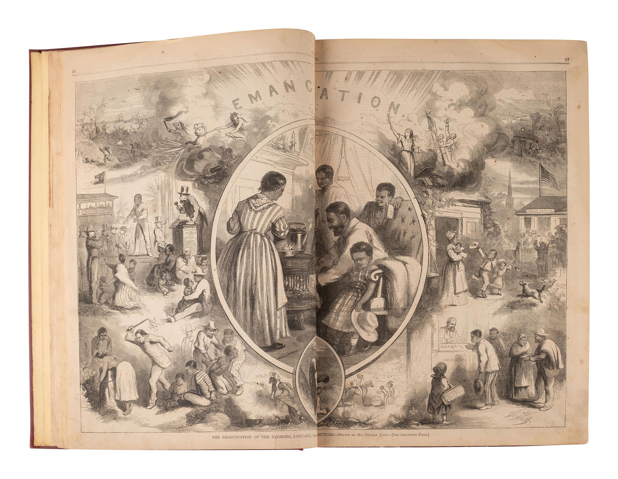 [CIVIL WAR]. Harper's Weekly . Bound volumes for 1862 and 1863. New York: Harper & Brothers.
