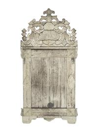 A Pair of Venetian Style Mirror-Veneered Console Tables and Mirrors