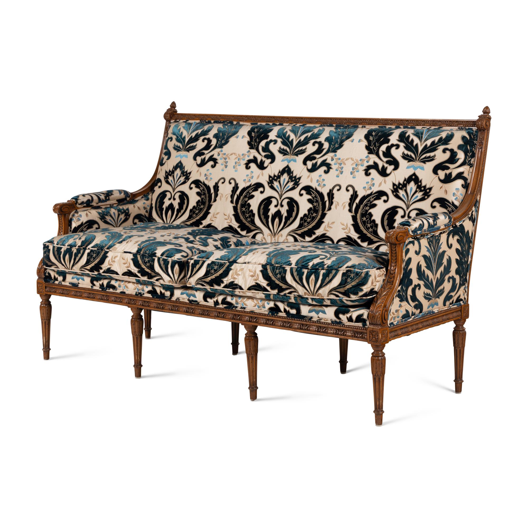 A Four Piece Suite of Louis XVI Style Carved Beechwood Seat Furniture