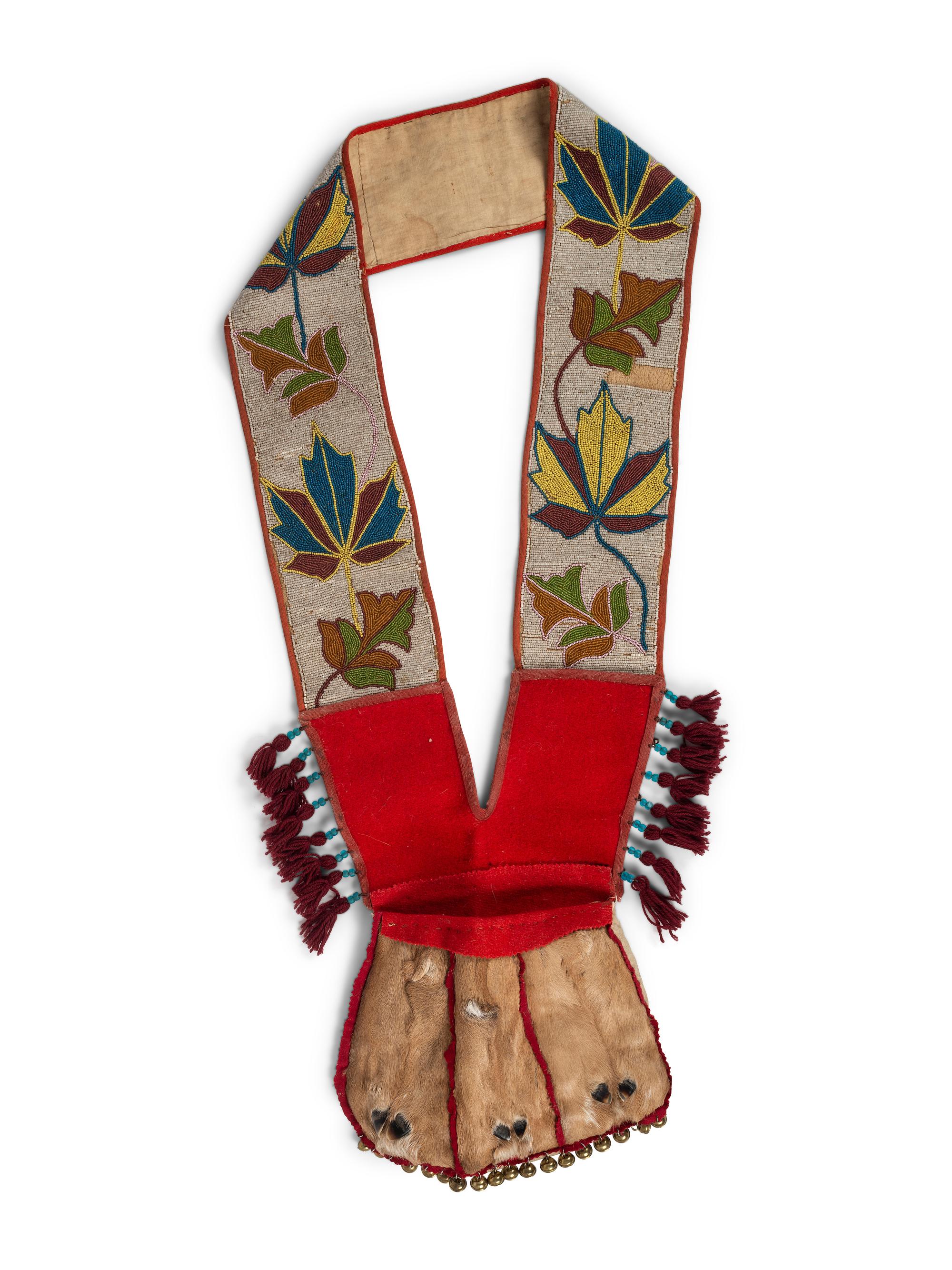 Anishinaabe Beaded Bandolier Straps, with Maple Leaves