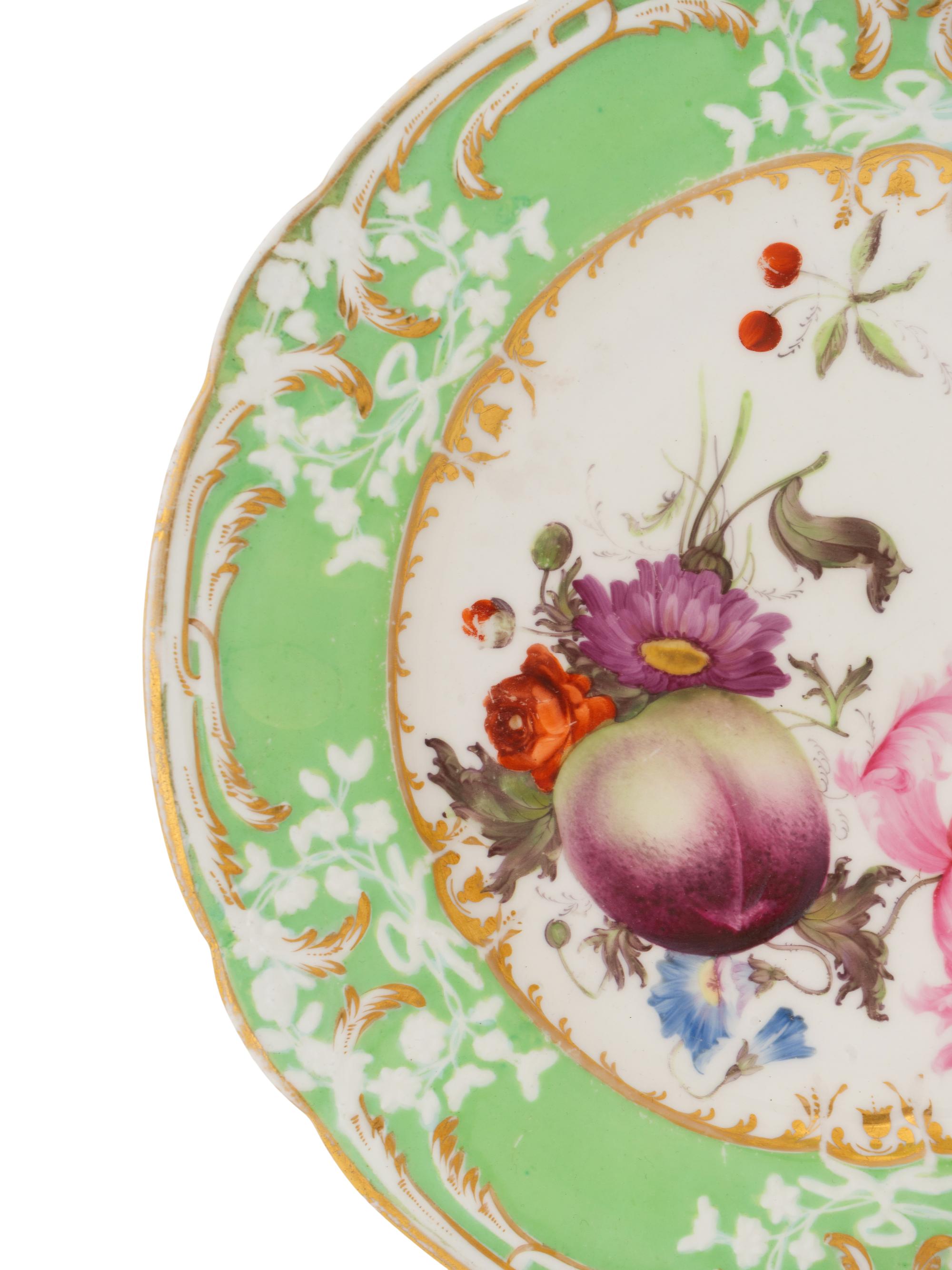 A Collection of Coalport Green-Ground Feldspar Porcelain including Pair of Sweet-Meat Dishes