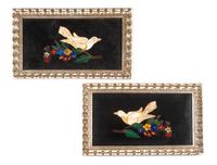 A Pair of Italian Pietra Dura Wall Plaques Plaque: height 9 5/8 x width 17 1/2 inches.
