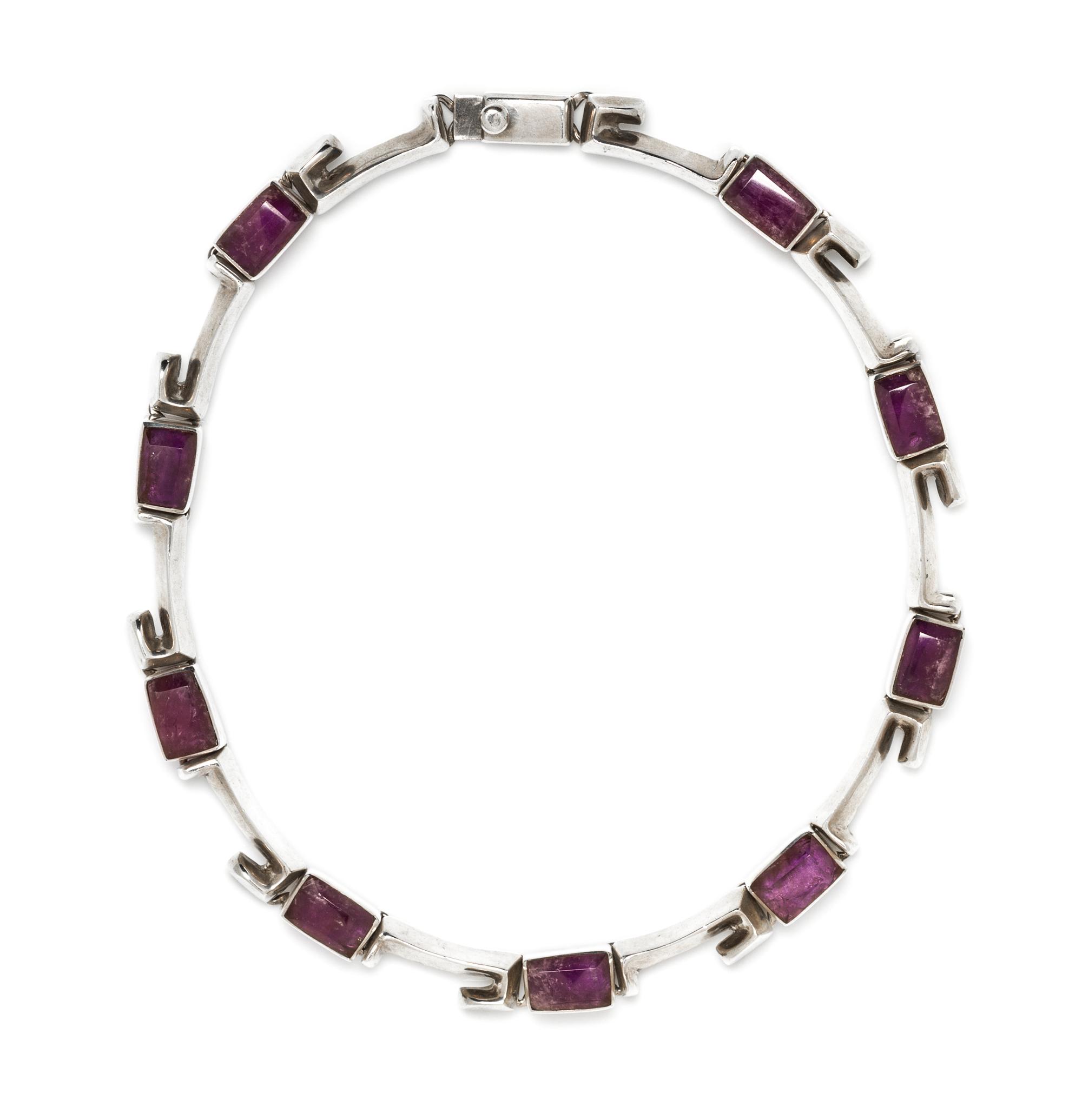 A Modernist Sterling Silver and Amethyst Necklace, TILO, 76.50 dwts.