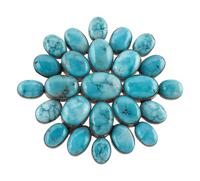 Southwestern-style Sterling Silver and Dyed Turquoise Cluster Belt Buckle