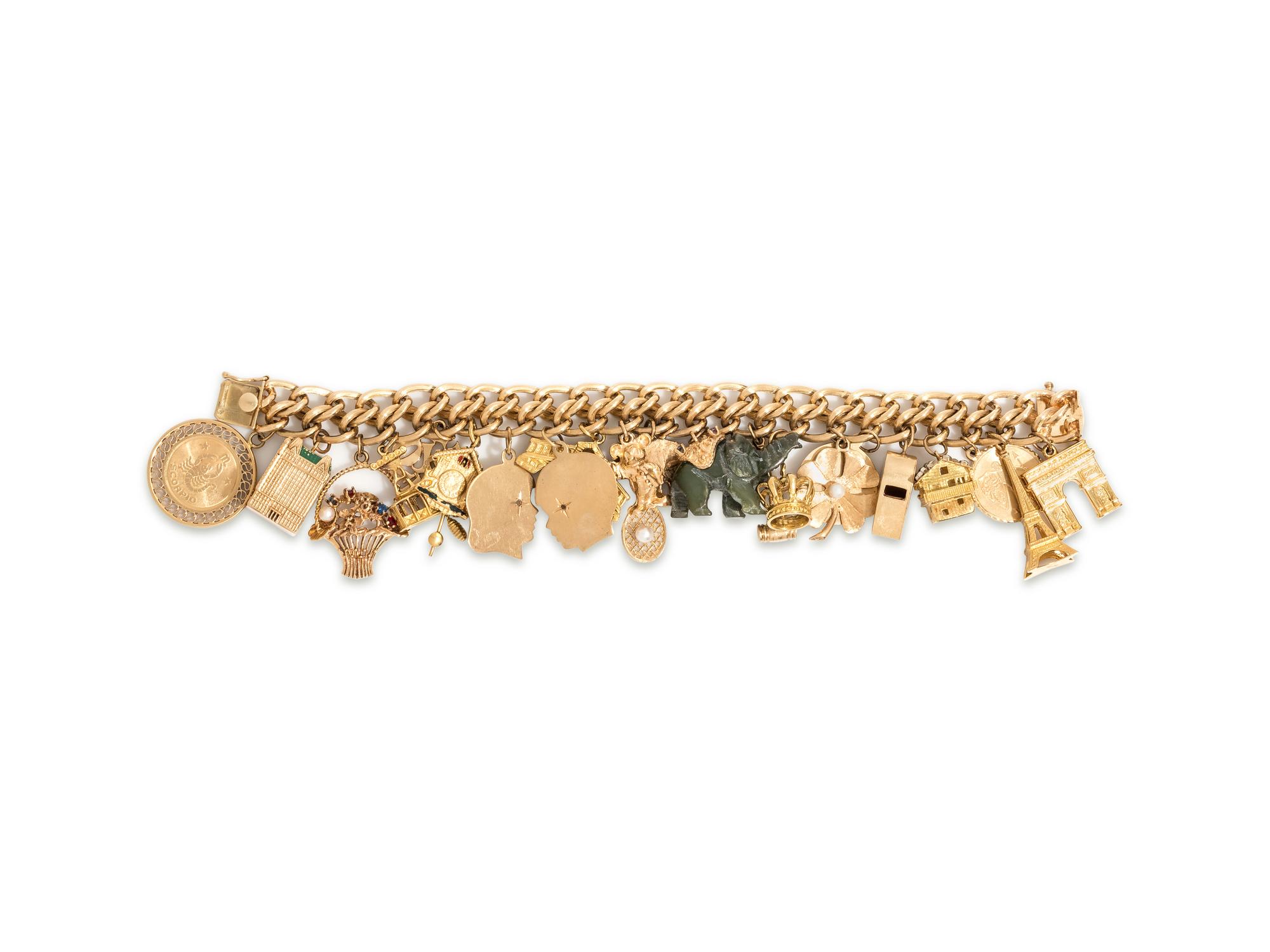 YELLOW GOLD CHARM BRACELET