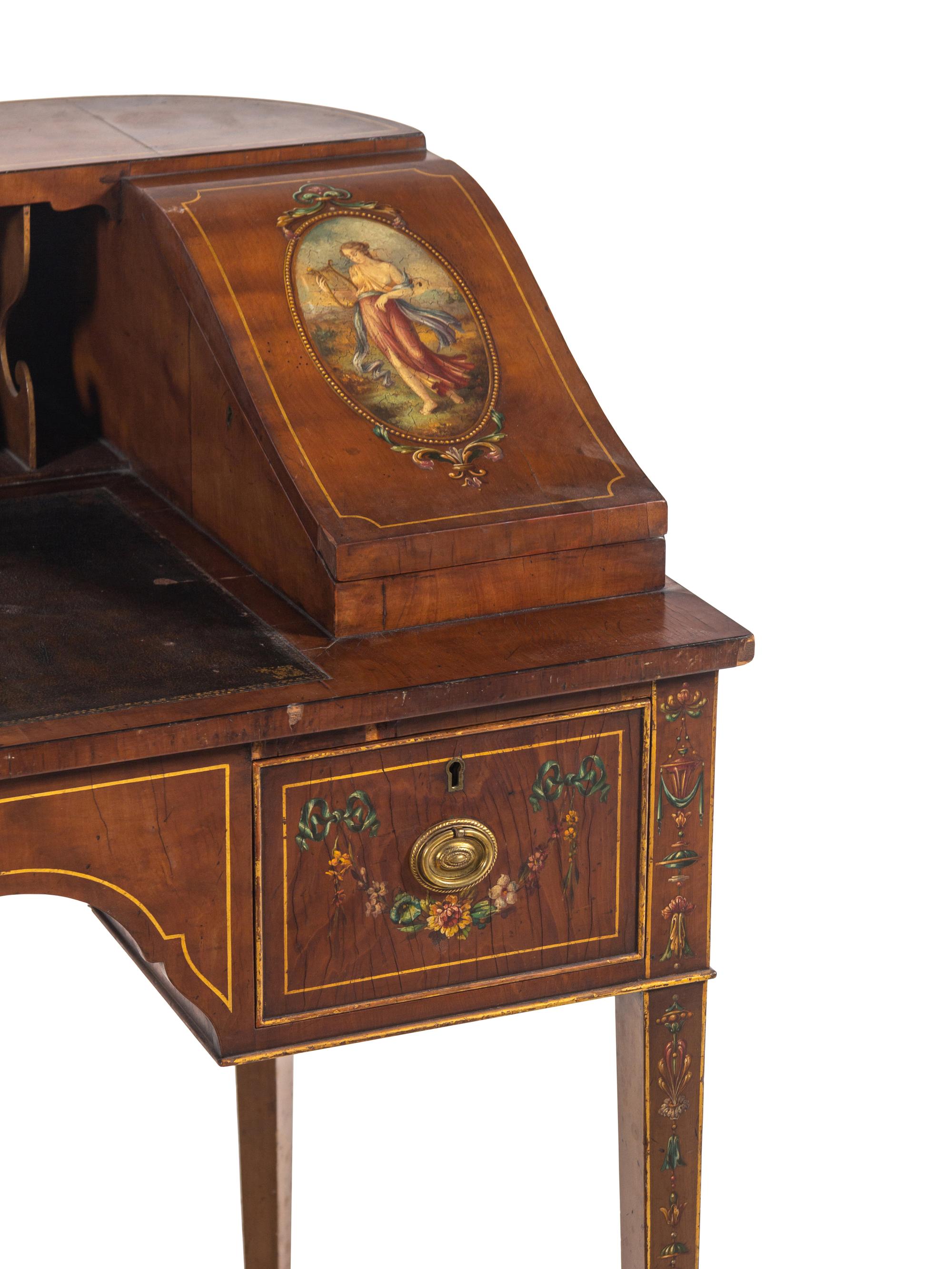 An Edwardian Painted Mahogany Carlton House Desk