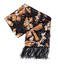 A Versace Black Silk Semi-Sheer Scarf, 68" L x 24" W.