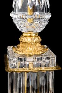 A Pair of Empire Style Gilt Metal Mounted Glass Table Lamps