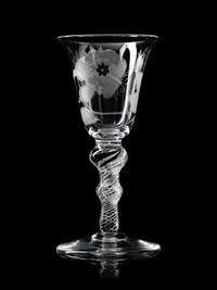 A Jacobite Engraved Air Twist Wine Glass