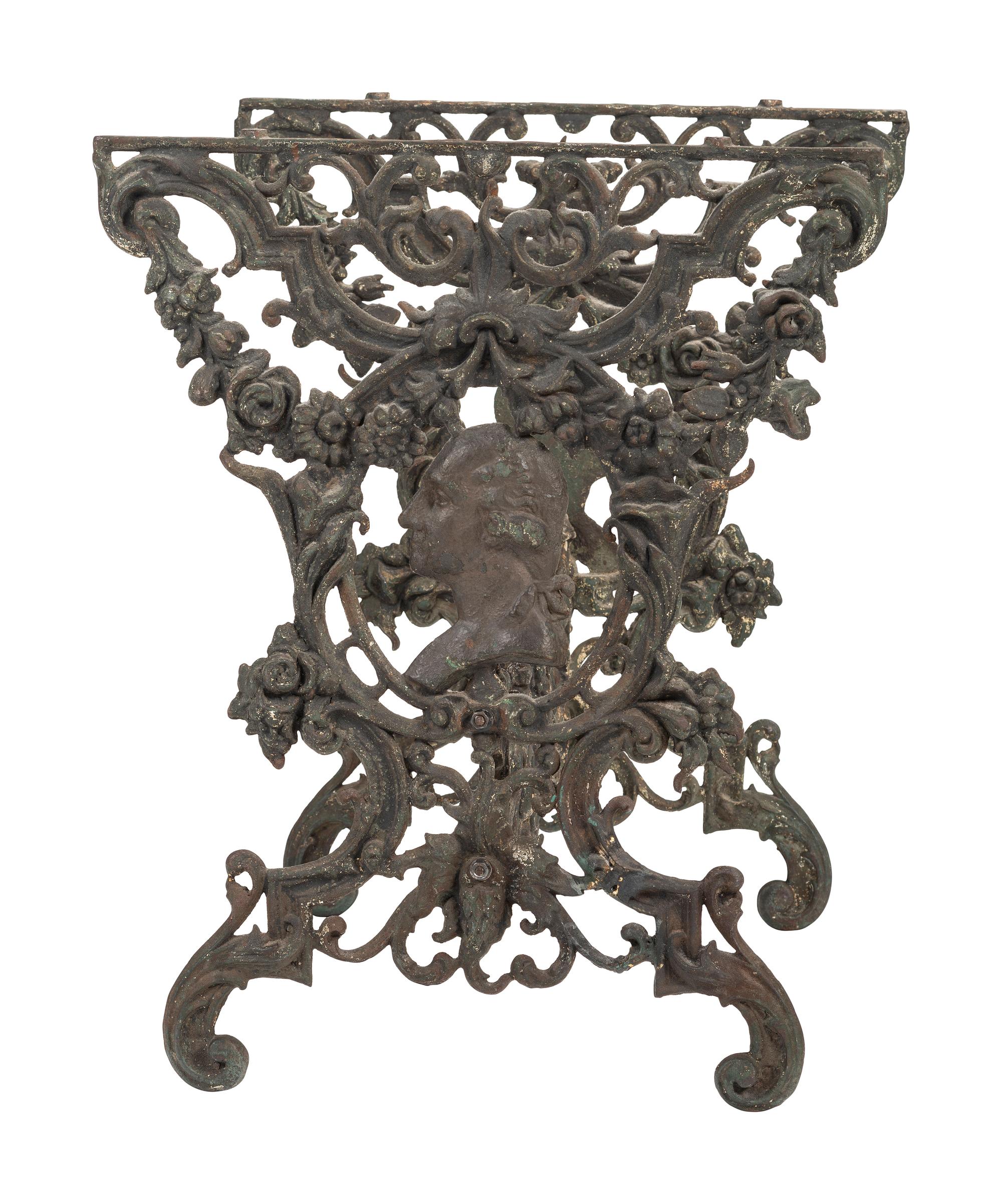 A Wrought Iron and Marble Top George Washington Garden Table