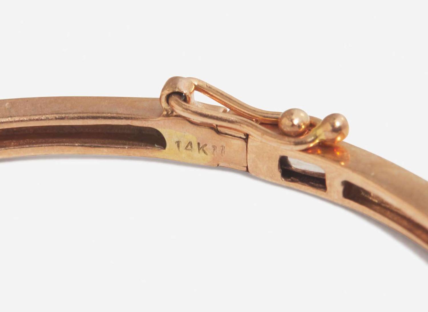 A 14K Rose Gold and Diamond Bangle Bracelet