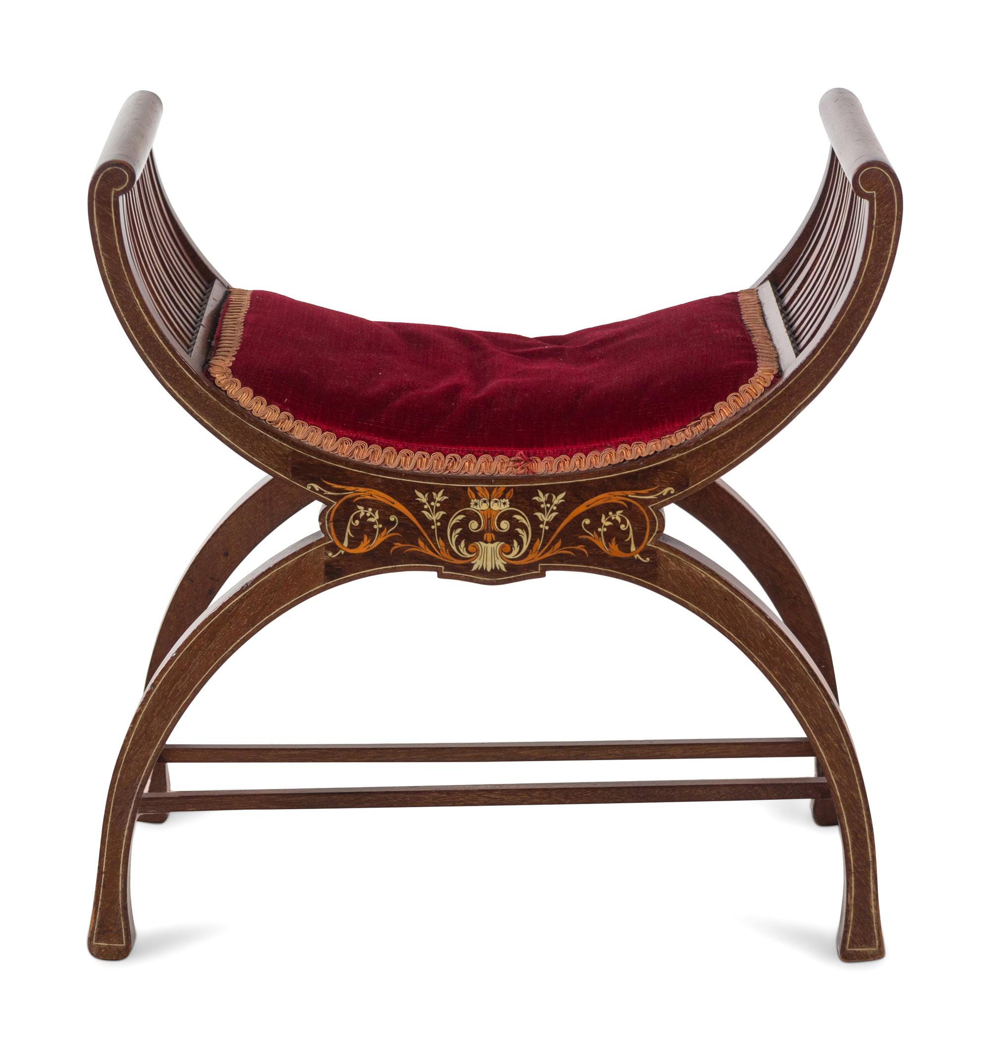 An Italian Marquetry Curule Bench