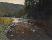 Fisherman on a River - The River Tavy Below Horndon