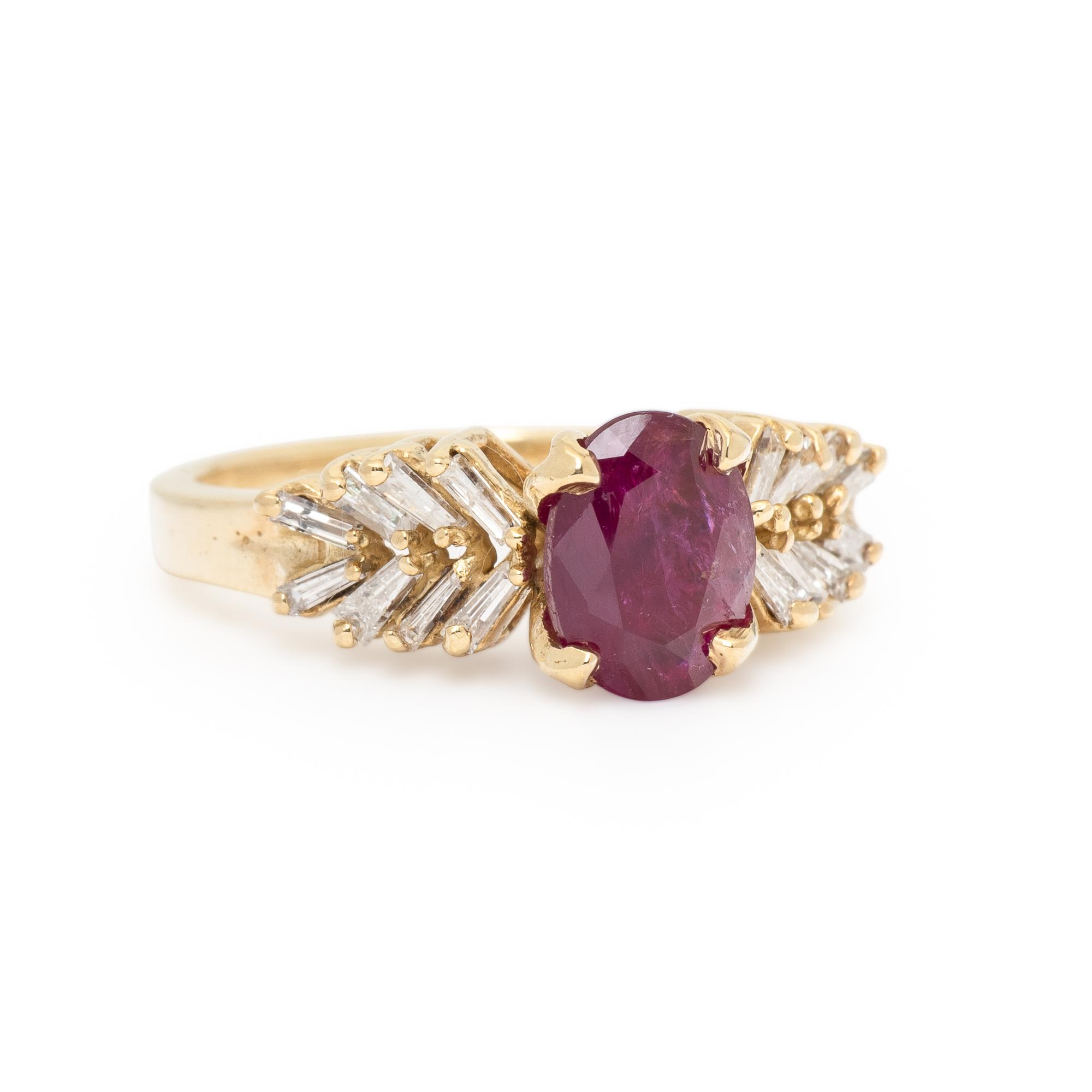 Ruby, Diamond, and Yellow Gold Ring