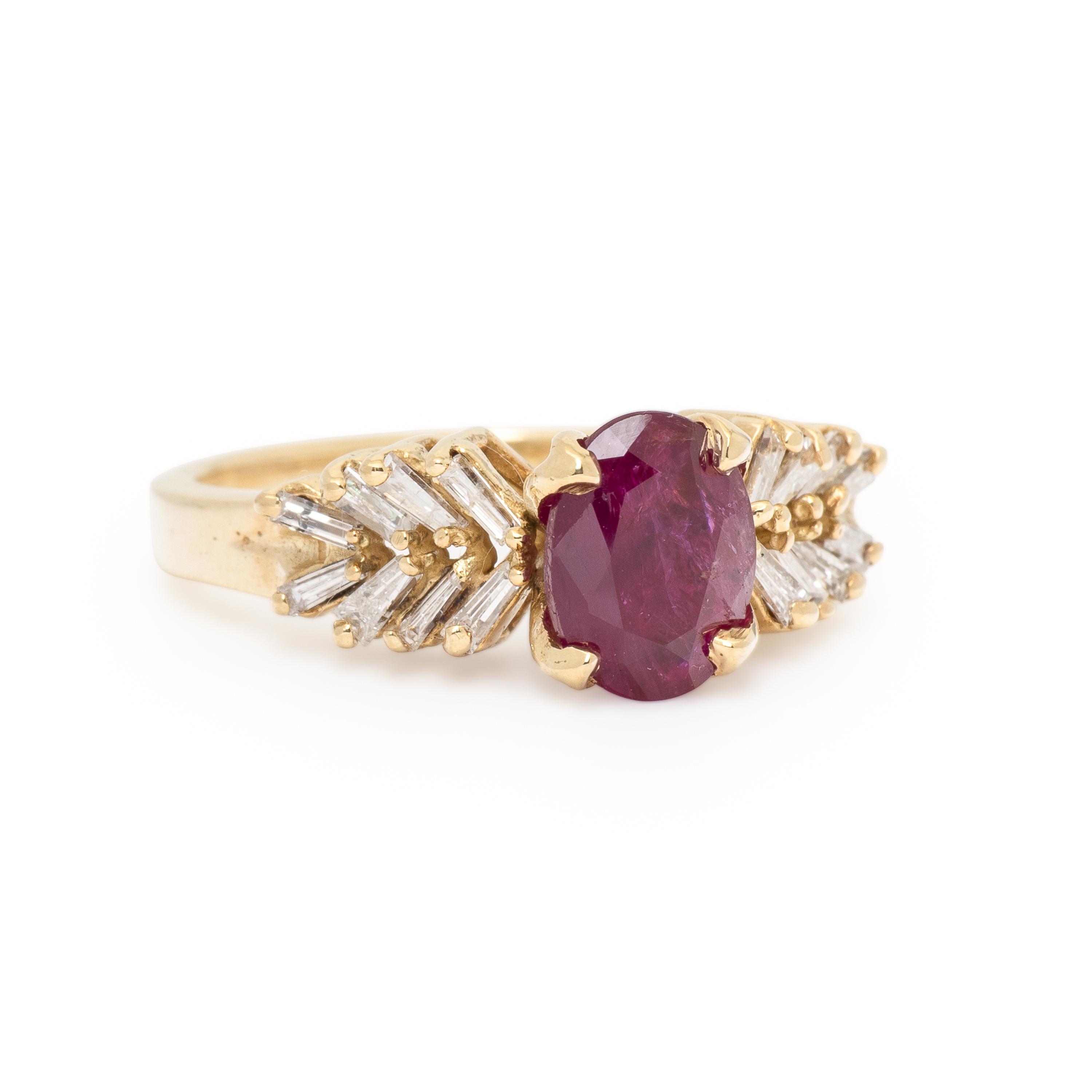 Ruby, Diamond, and Yellow Gold Ring