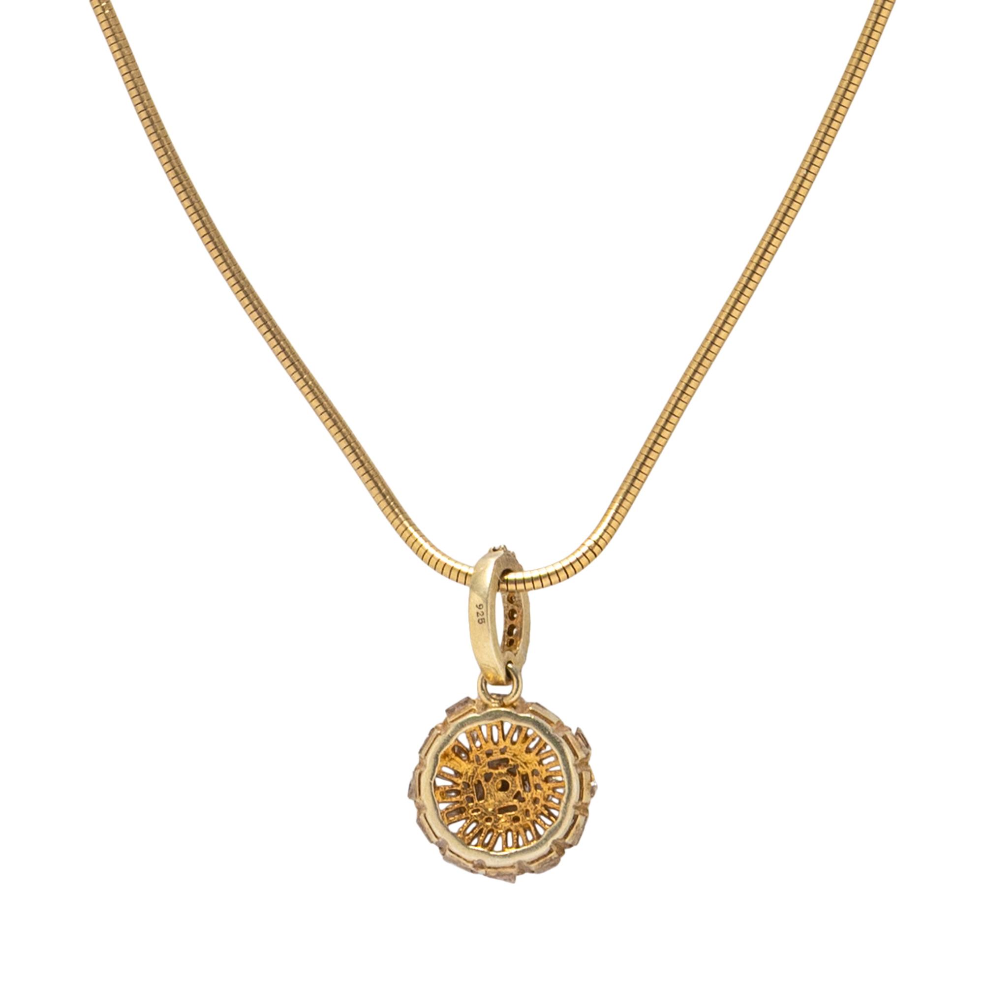 YELLOW GOLD, STERLING SILVER, AND DIAMOND PENDANT NECKLACE