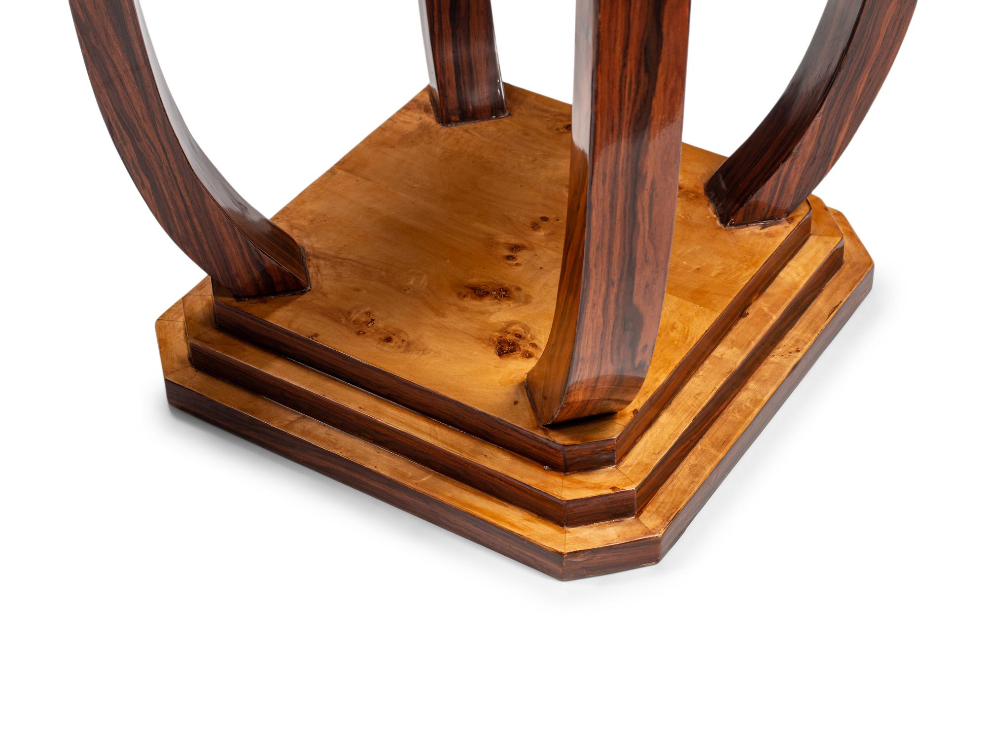 A Pair of Art Deco Style Burlwood and Parquetry Side Tables