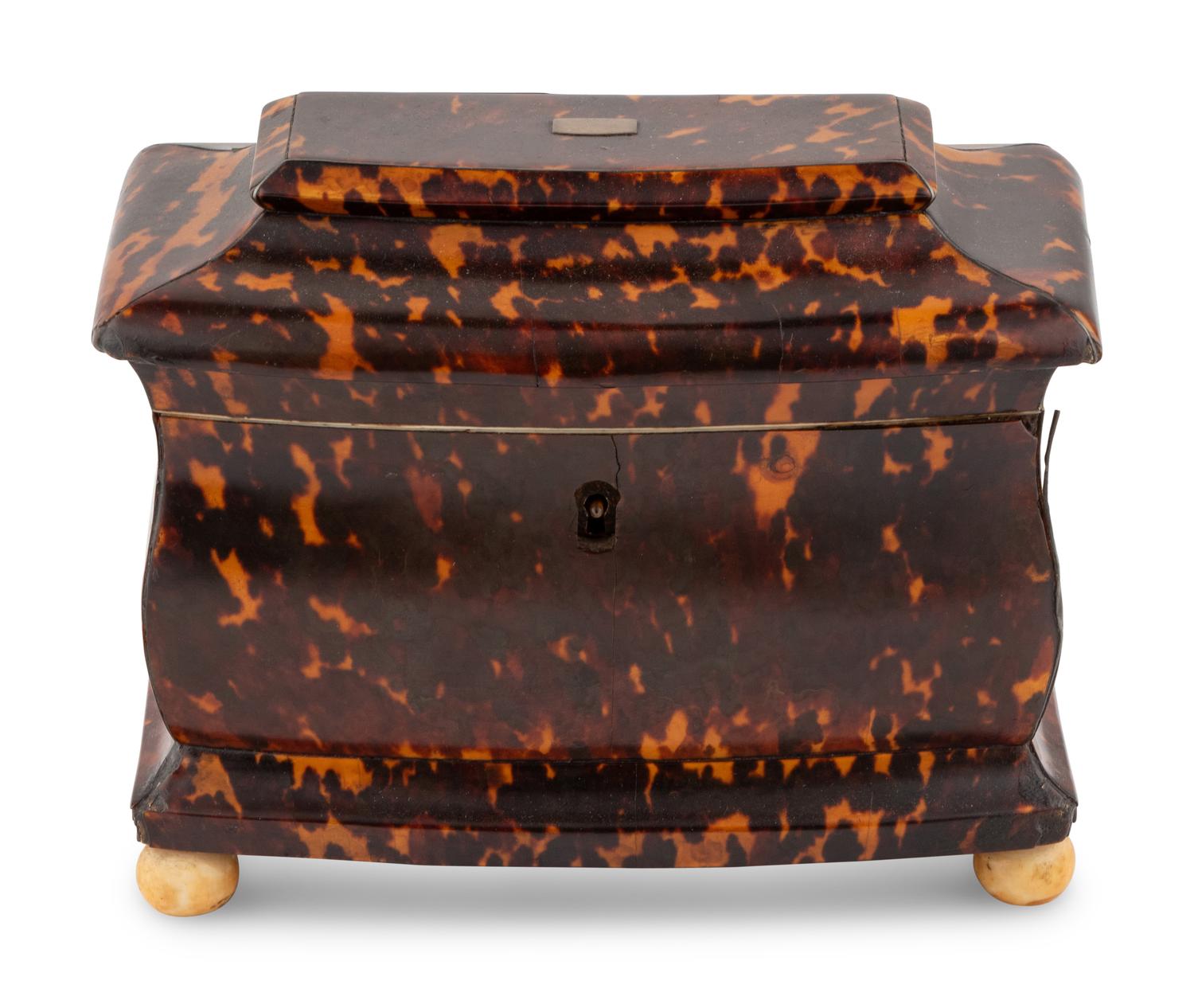 An English Tortoise Shell Tea Caddy