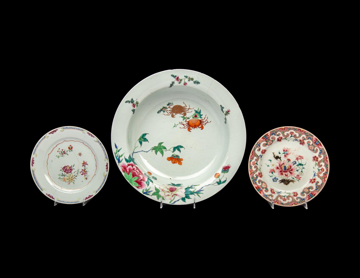 Three Chinese Export Famille Rose Porcelain Wares