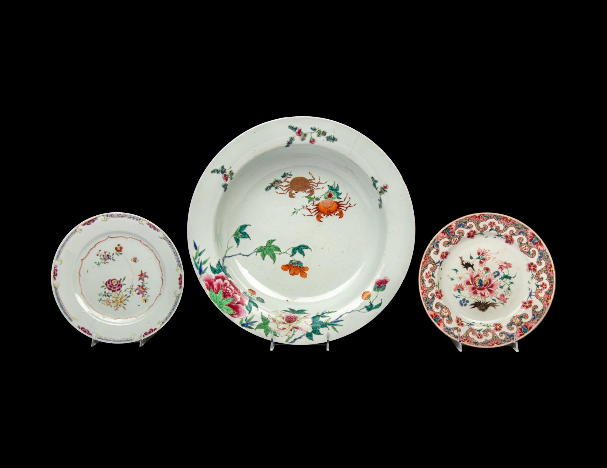Three Chinese Export Famille Rose Porcelain Wares