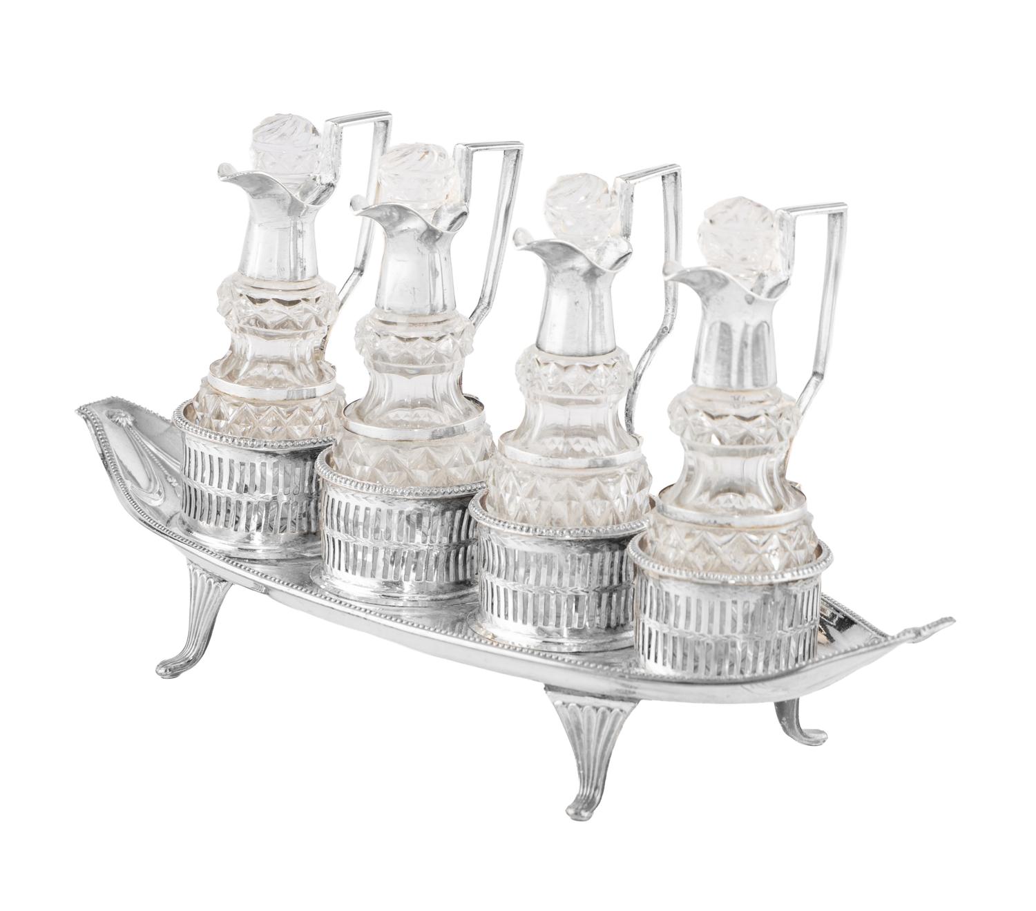 A George III Silver and Silver-Plate Cruet Set