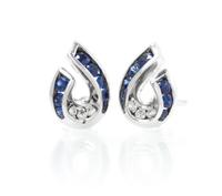 A Pair of 18 Karat White Gold, Sapphire and Diamond Earclips, Charles Krypell, 7.30 dwts.