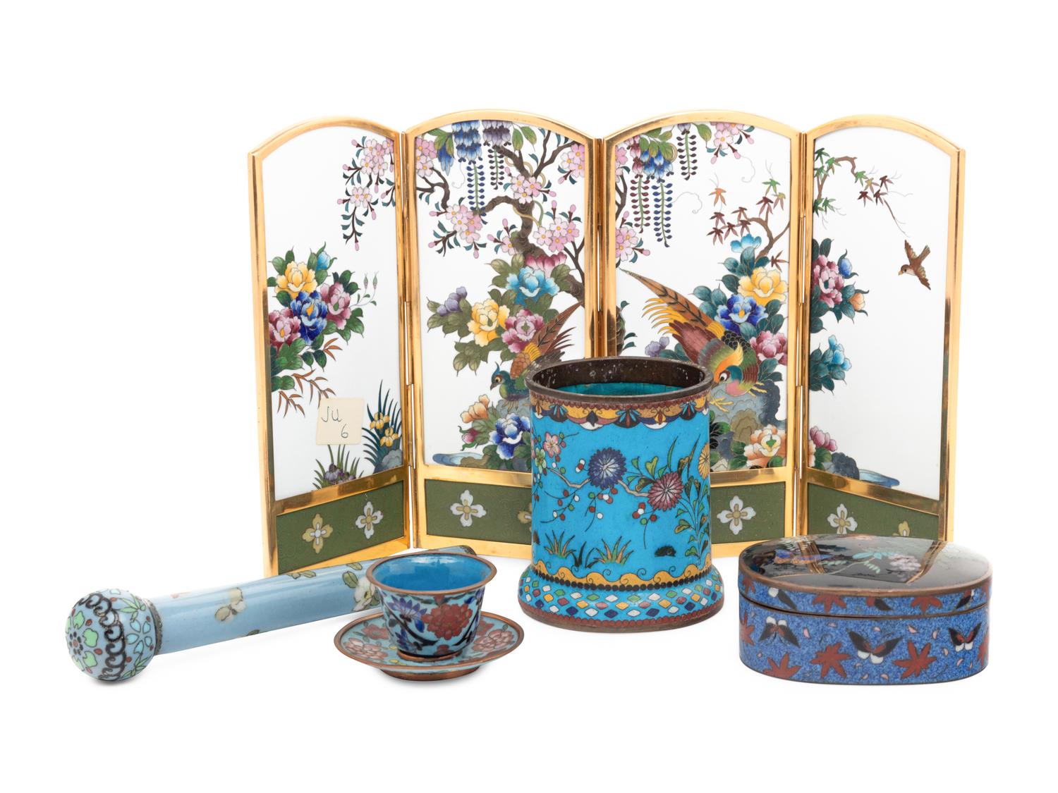 Six Japanese Cloisonné Enamel Scholar's Objects