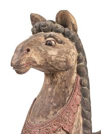 A Pair of Large Balinese Carved and Polychrome Decorated Models of Hippocampi