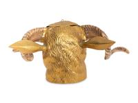 A Gilt Metal and Horn Ice Bucket in the Form of a Ram's Head