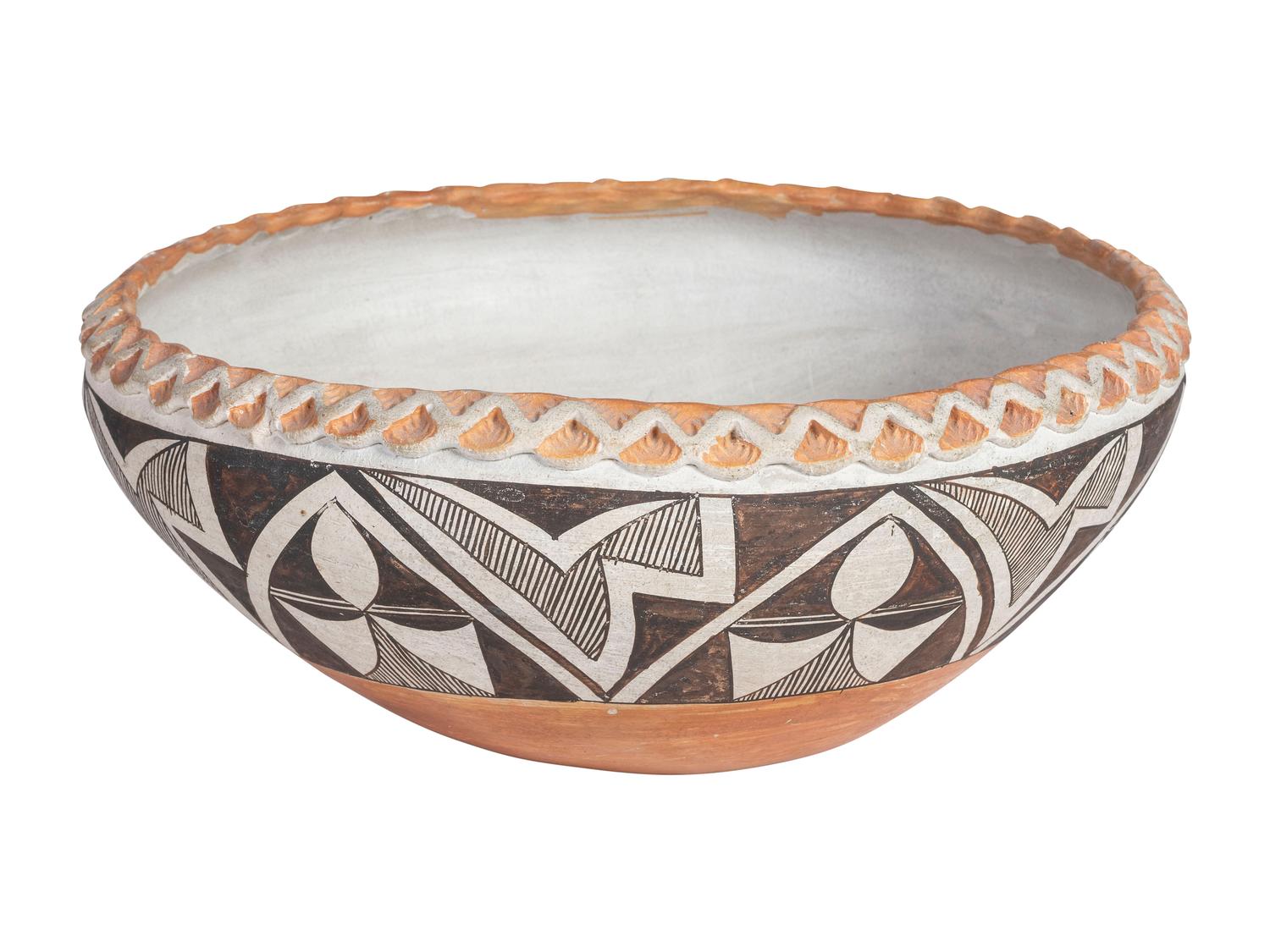 Acoma Pottery Bowl, with Piecrust Rim