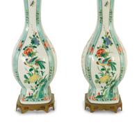 A Pair of Chinese Export Porcelain Vases Mounted as Lamps