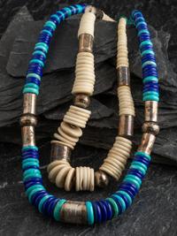 Southwestern-style Graduated Necklaces, with Stamped Silver Spacers