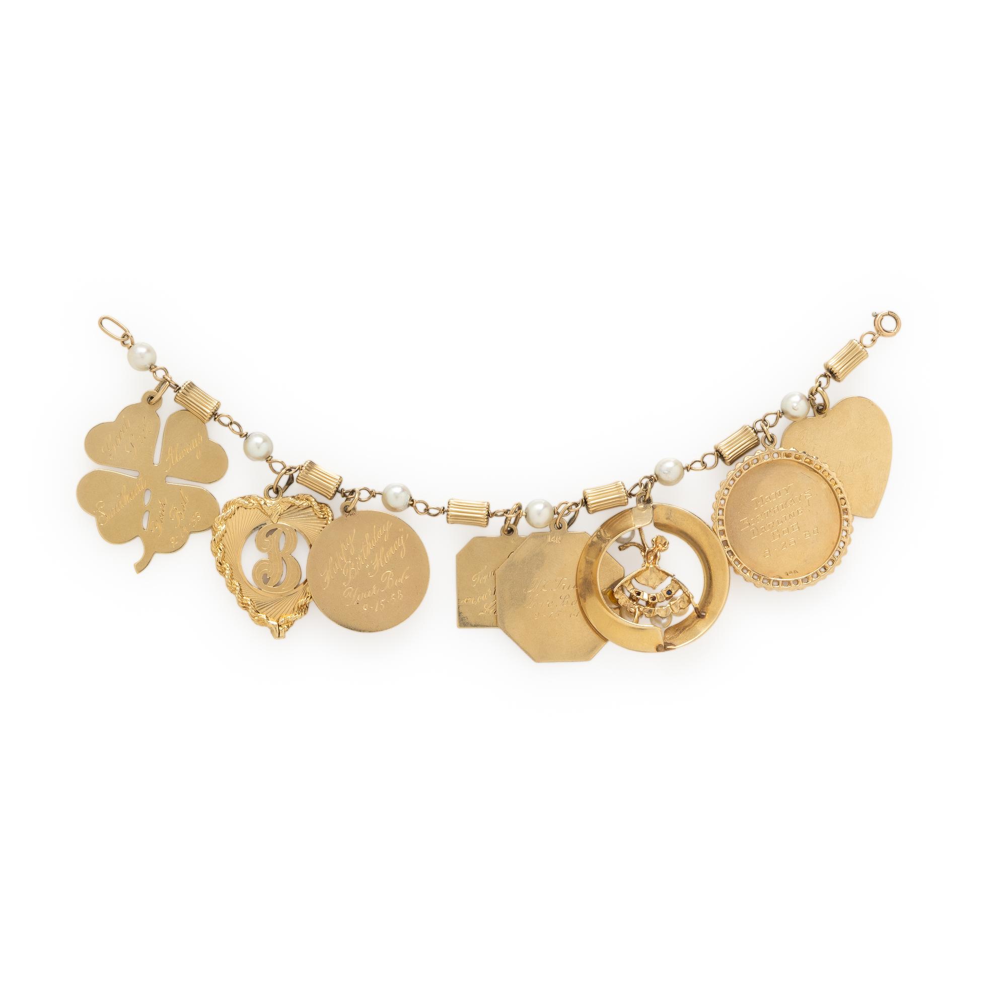 Yellow Gold and Multigem Charm Bracelet
