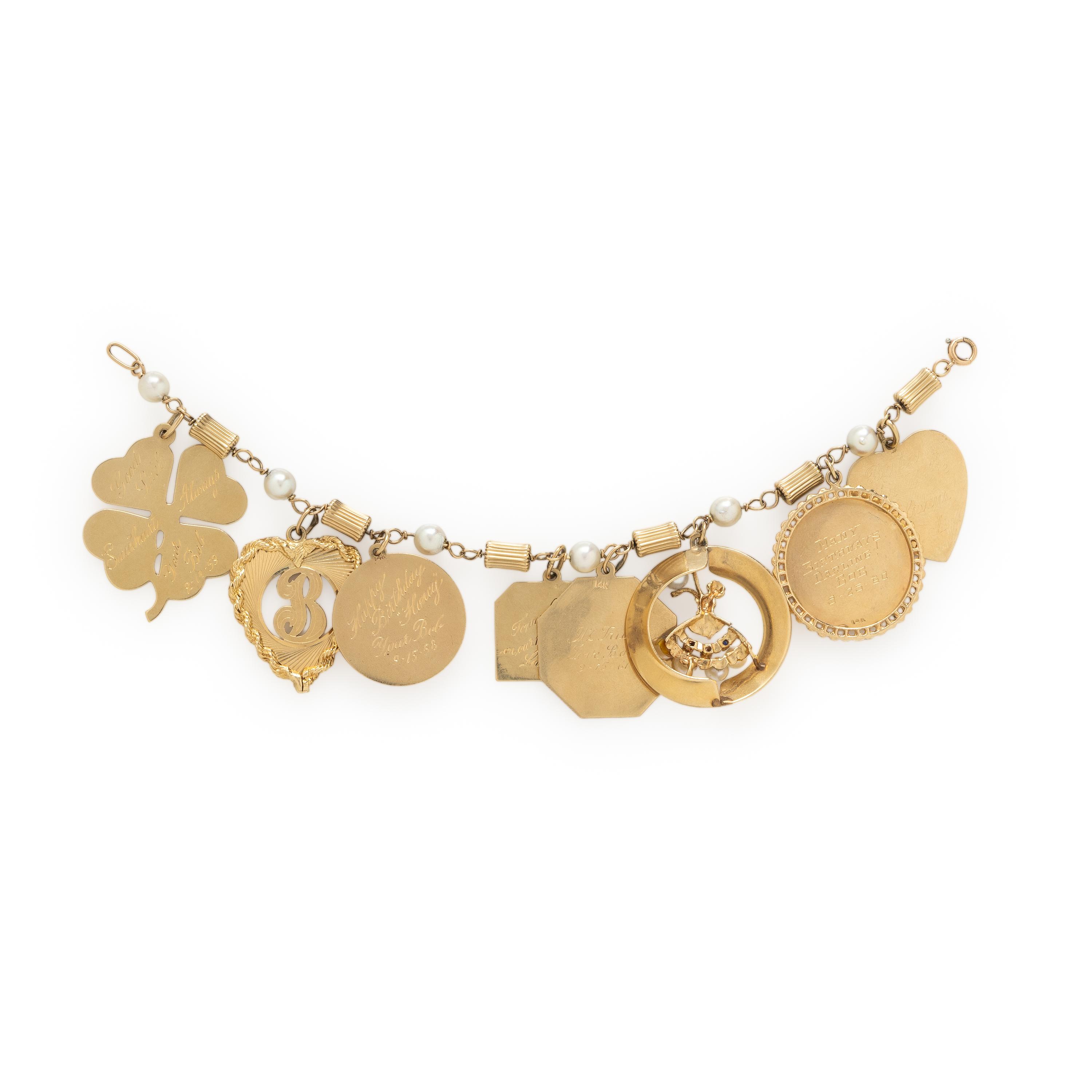 Yellow Gold and Multigem Charm Bracelet