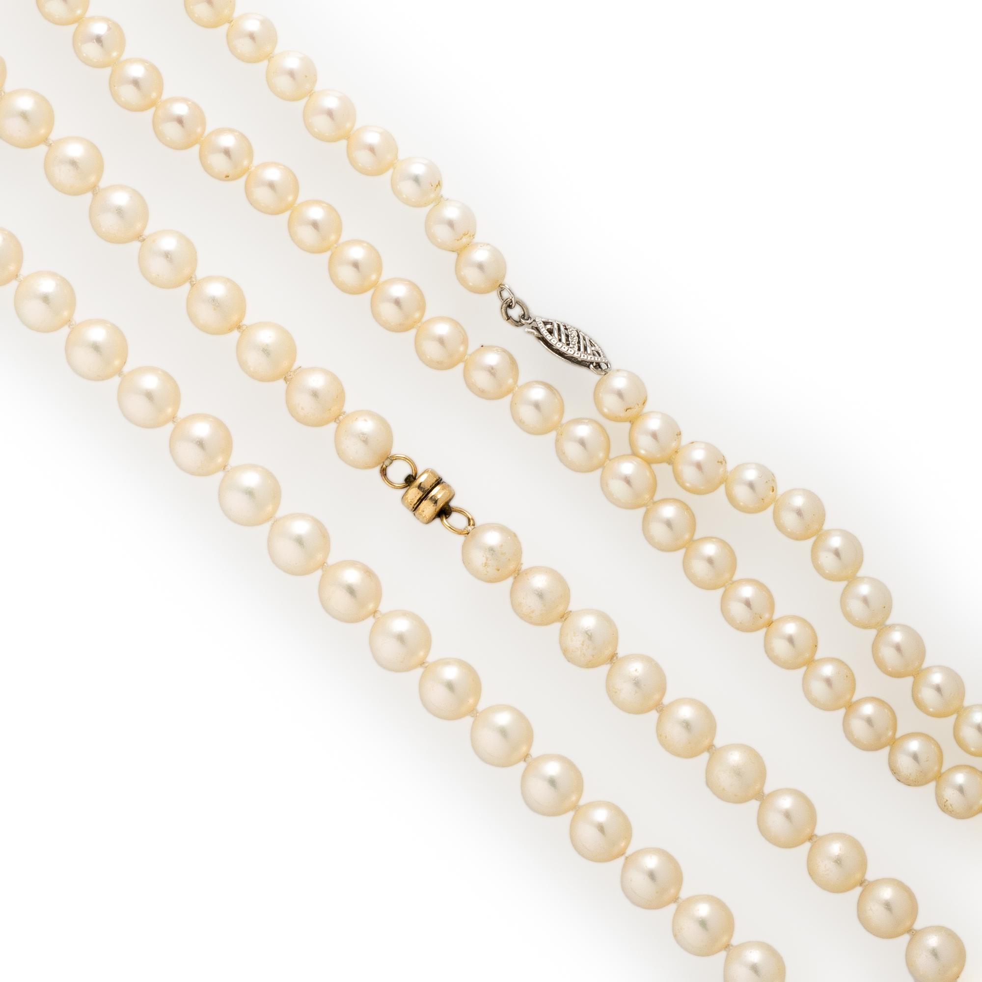 TWO CULTURED PEARL NECKLACES