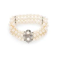CULTURED PEARL AND DIAMOND BRACELET