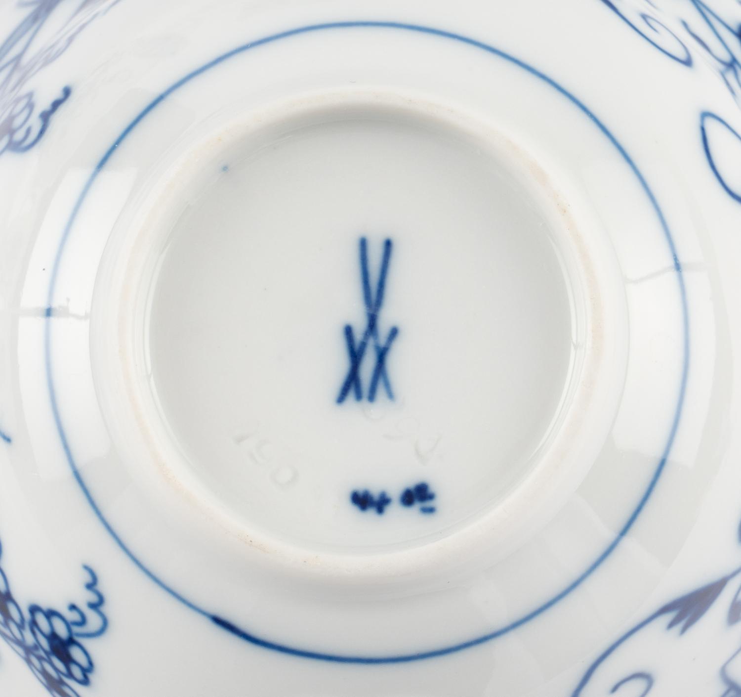 A Group of Meissen Blue Onion Teacups and Saucers