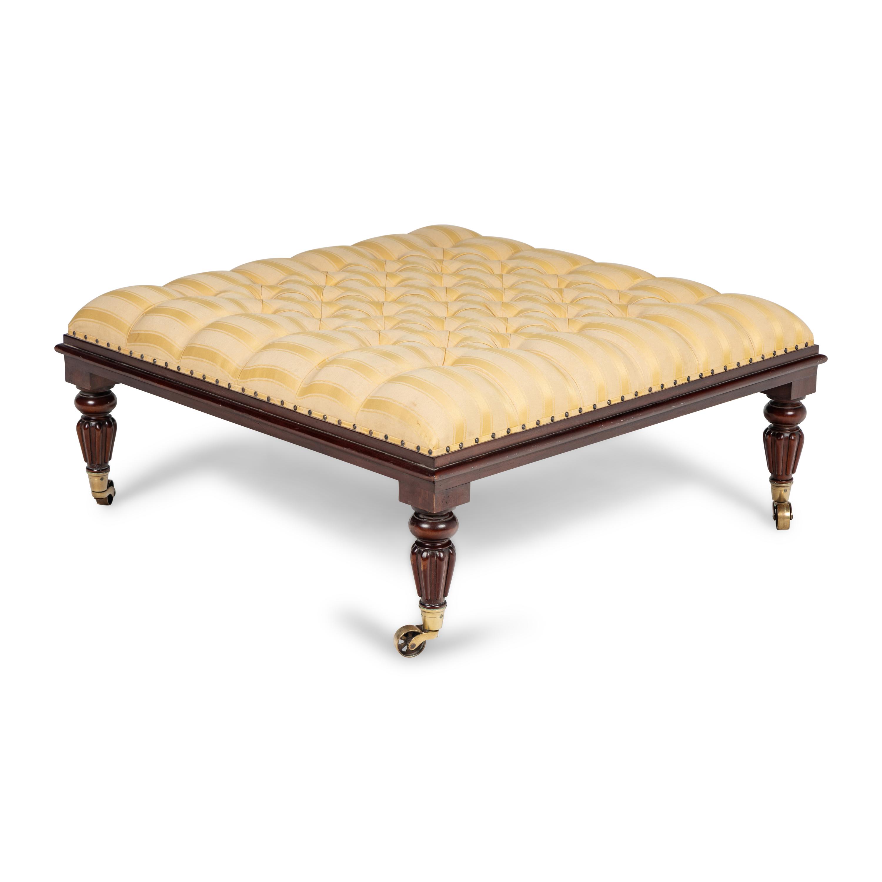 A Large William IV Style Button-Tufted Ottoman